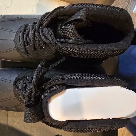 NEW MENS SIZE 12 BLACK UGG EMMETT 1115834 LEATHER WATERPROOF WINTER DUCK BOOTS - Picture 8 of 15